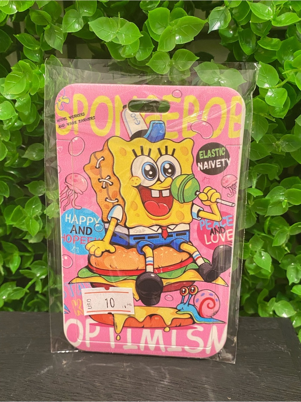Pink SpongeBob-Themed Elastic ID Strap Holder